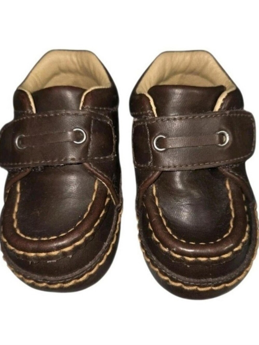 Vintage Healthtex Leather Infant Baby Boy Boat Shoes Loafers | Brown | Size 2